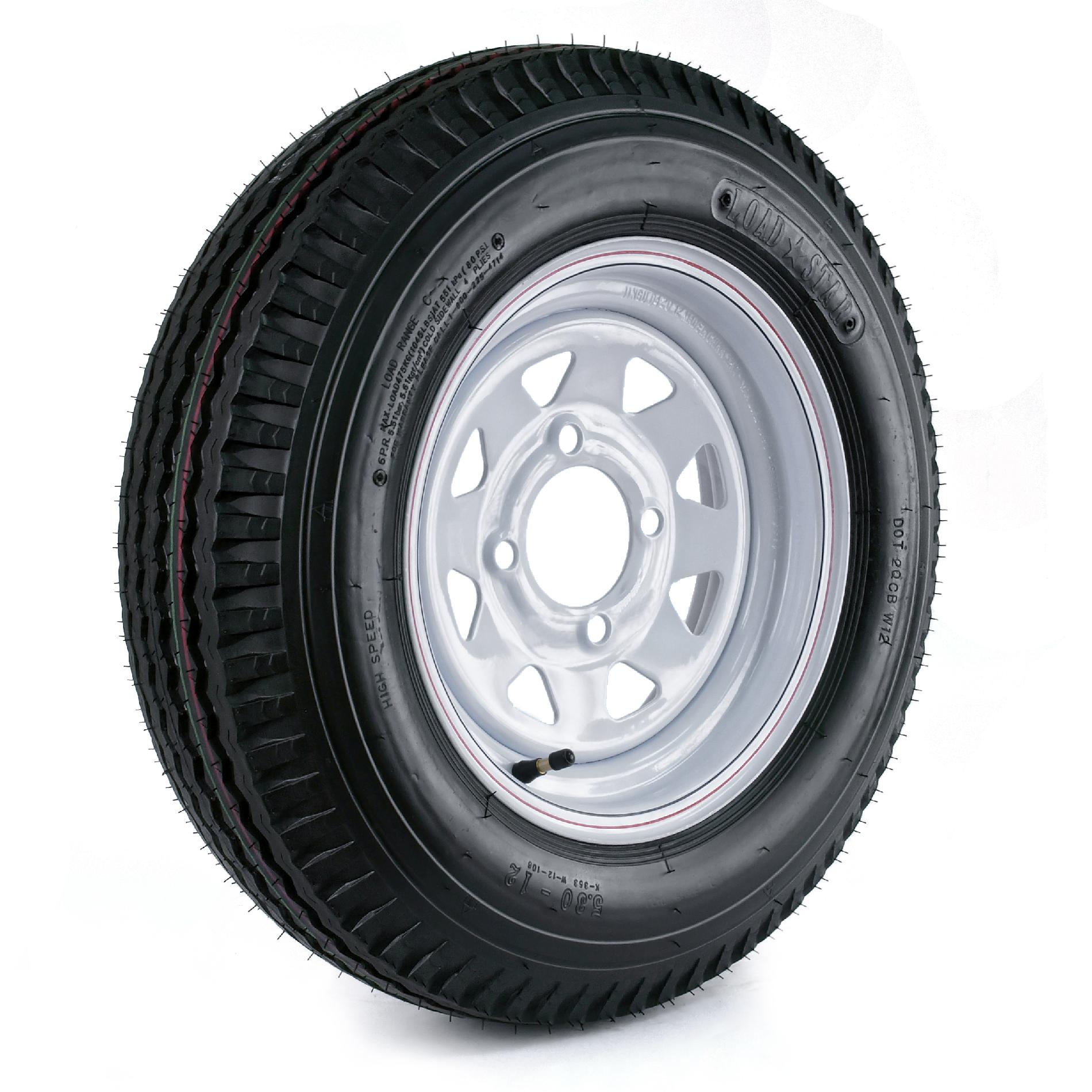 HIRUN Utility Trailer Tire/Whl Assy 5708 4 Hole Lawn & Garden Outdoor Tools & Supplies