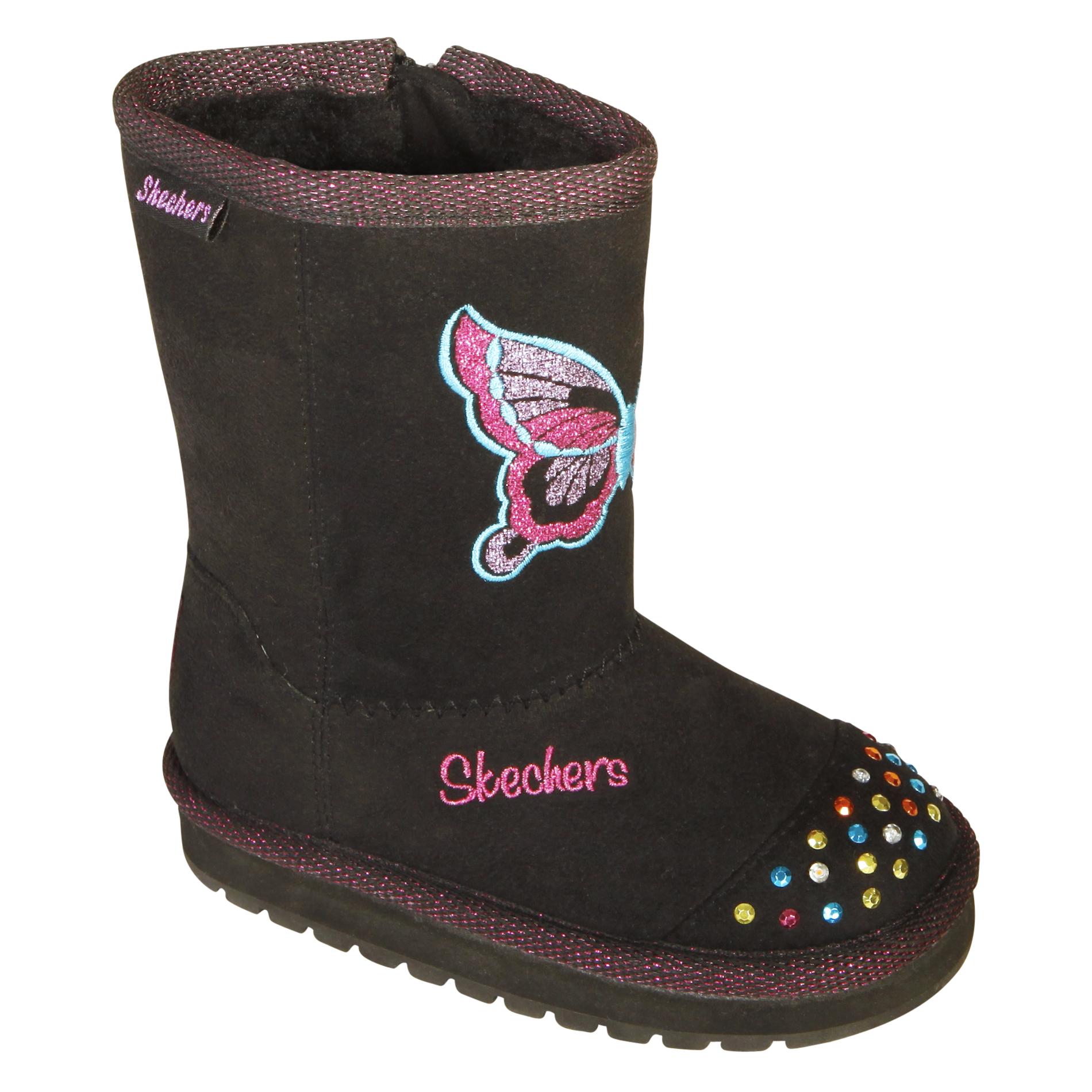 Skechers Toddler Girl's Twinkle Toes Fashion Boot Butterfly Steps - Black