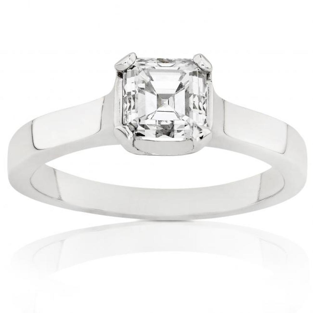 Asscher Diamond Engagement Solitaire Ring 1 Carat (ct. tw) in 14K White Gold