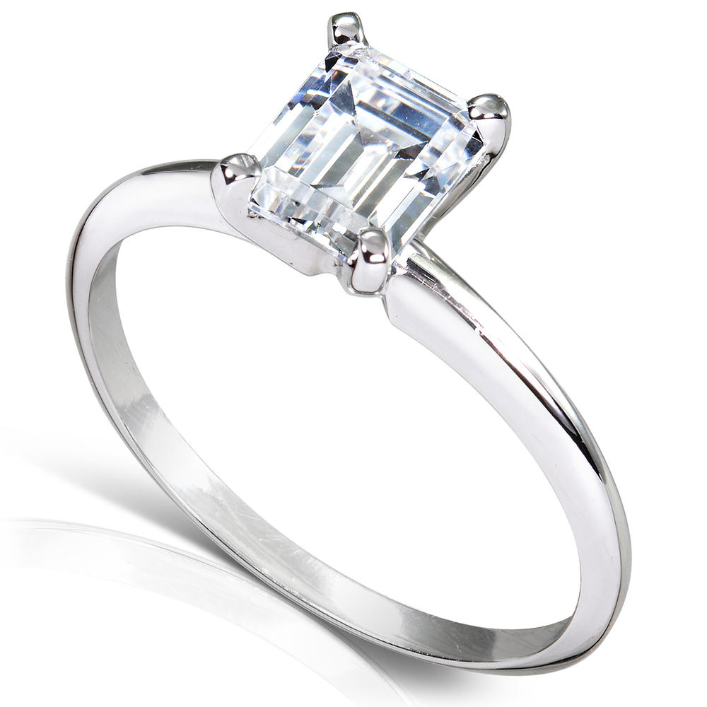 Emerald Cut Diamond Solitaire Ring 1 Carat (ct. tw) in 14k White Gold