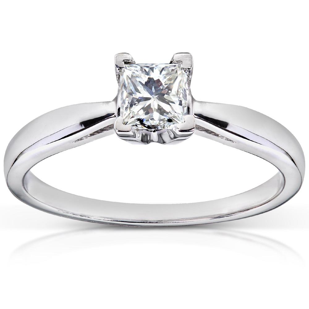 Princess Cut Diamond Solitaire Engagement Ring 1/2 Carat (ct. tw) in 14k White Gold
