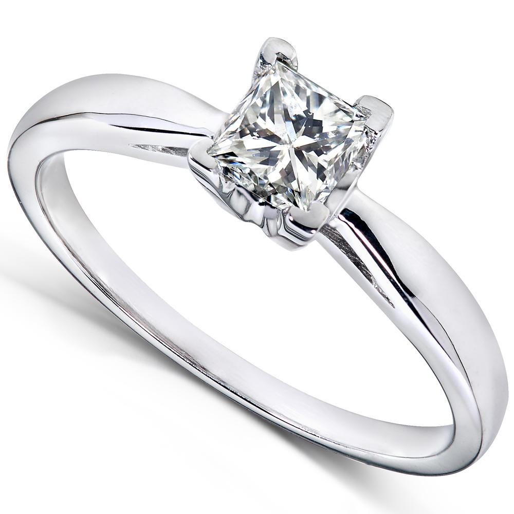 Princess Cut Diamond Solitaire Engagement Ring 1/2 Carat (ct. tw) in 14k White Gold