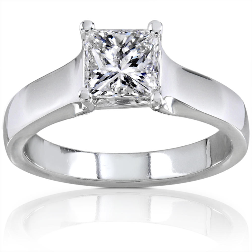 Princess Cut Diamond Solitaire Ring 1 Carat (ct. tw) in 14k White Gold