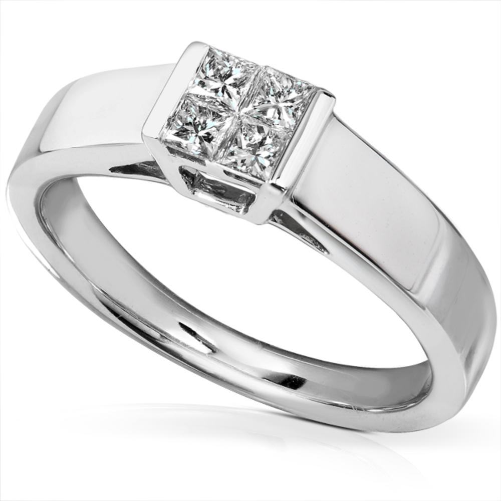 Quad Princess Diamond Engagement Ring 1/4 Carat (ct. tw) in 14K White Gold