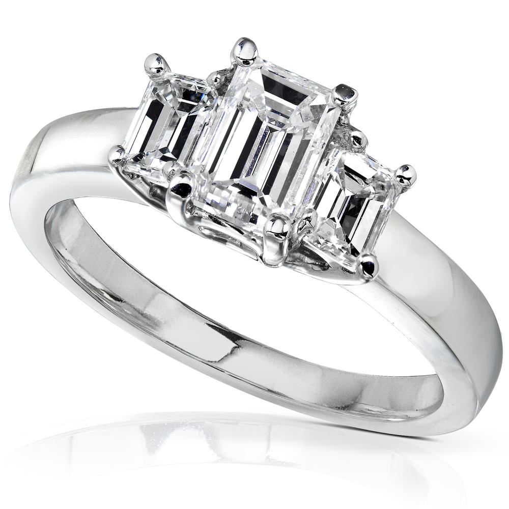 Emerald Cut Three-Stone Diamond Engagement Ring 1 1/4 carats (ct. tw) in 14K White Gold