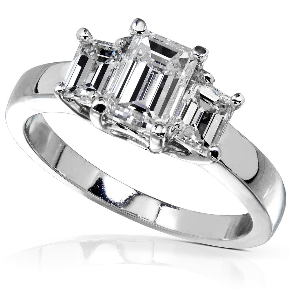 Emerald Cut Three-Stone Diamond Engagement Ring 1 5/8 carats (ct. tw) in 14K White Gold