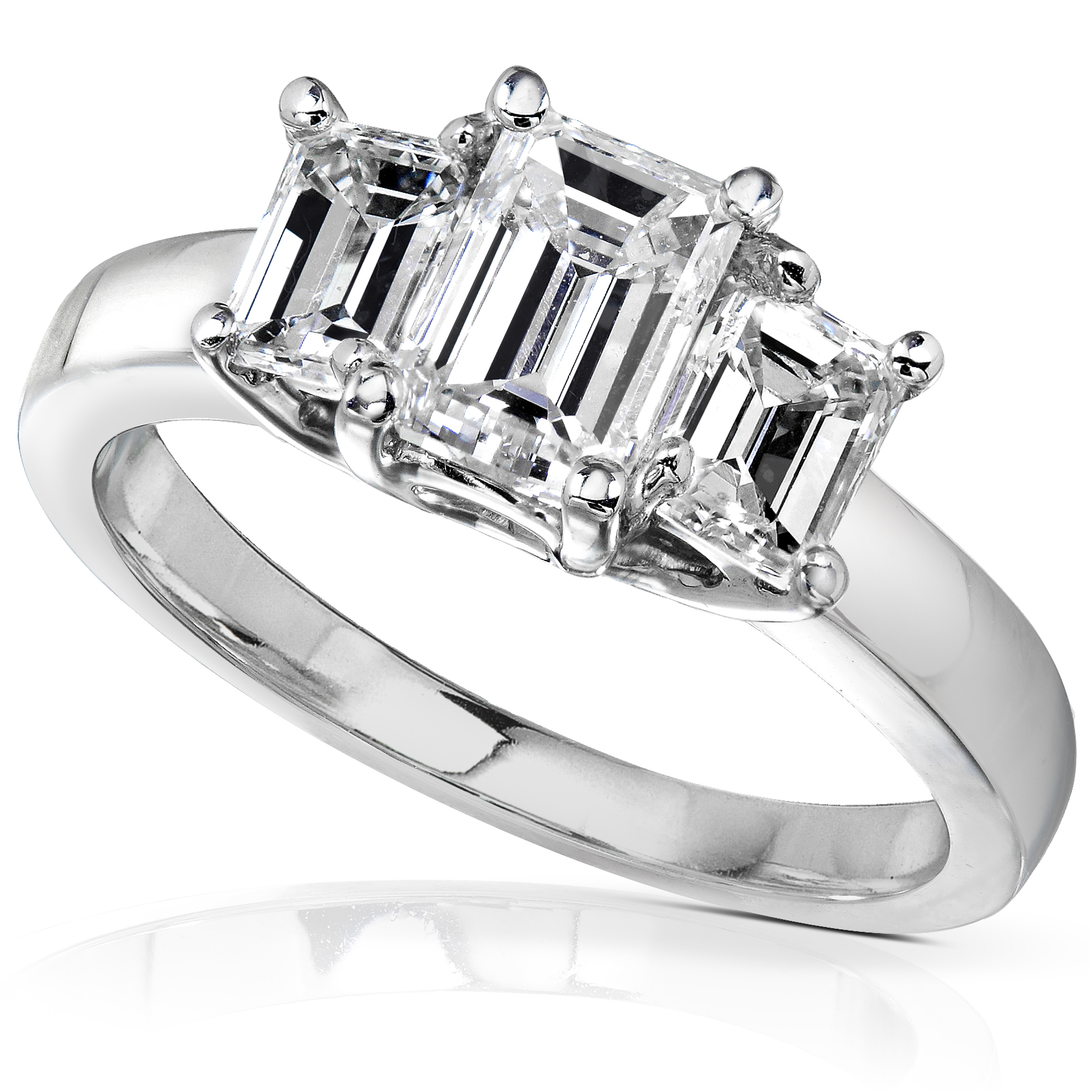 Diamond-Me Emerald Cut Three-Stone Diamond Engagement Ring 1 3/4 carats