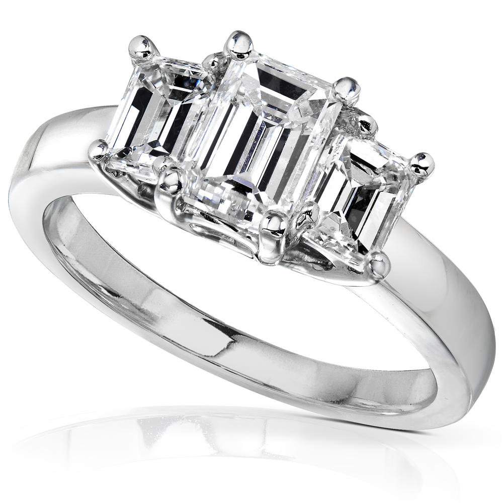 Emerald Cut Three-Stone Diamond Engagement Ring 1 3/4 carats (ct. tw) in 14K White Gold