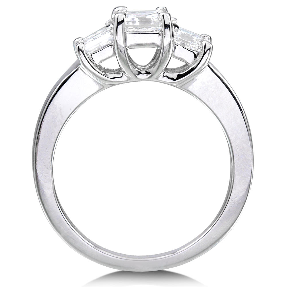 Asscher Cut Three-Stone Diamond Engagement Ring 1 1/2 Carat (ct. tw) in 14K White Gold