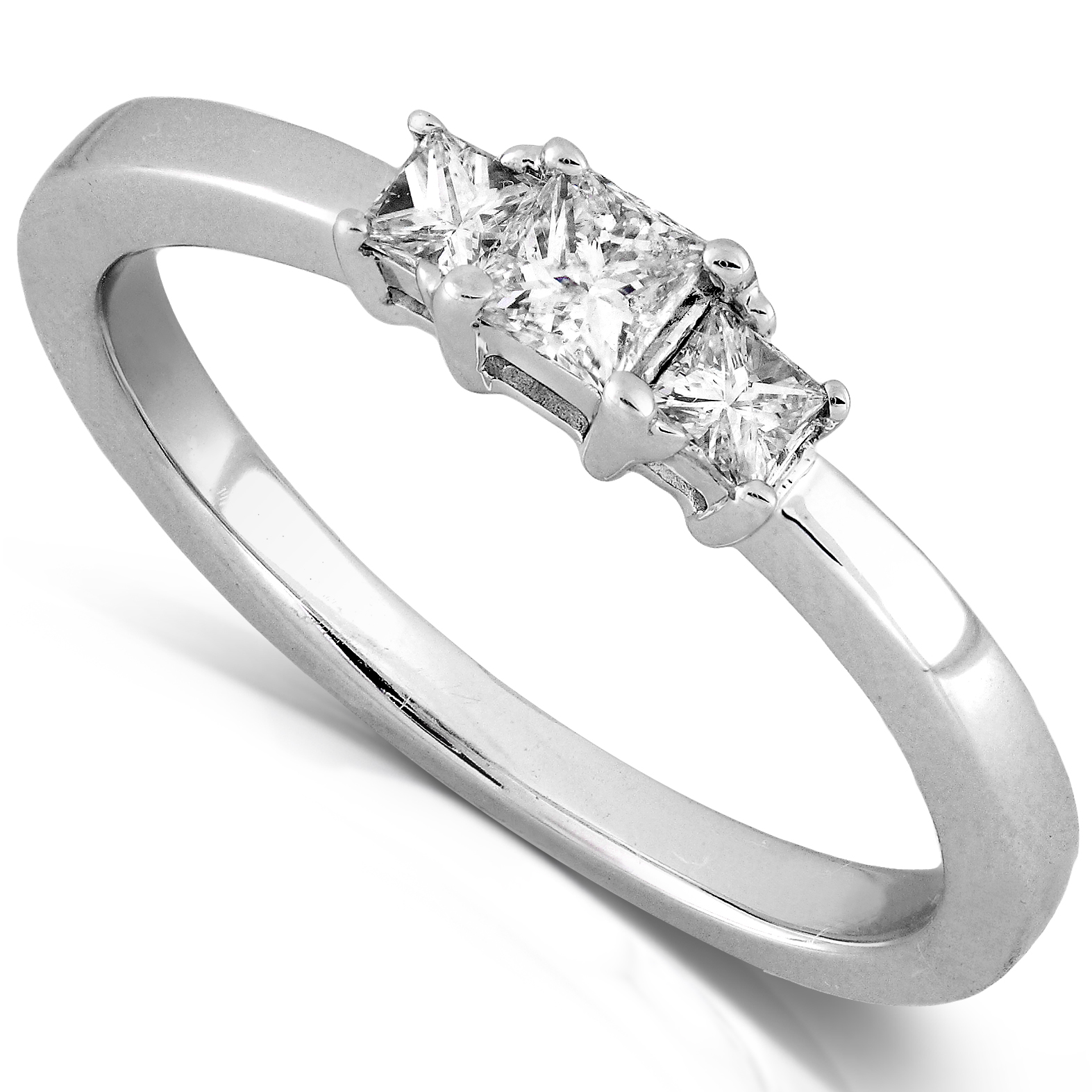 DiamondMe Princess Diamond ThreeStone Engagement Ring 1/4 carat (ct