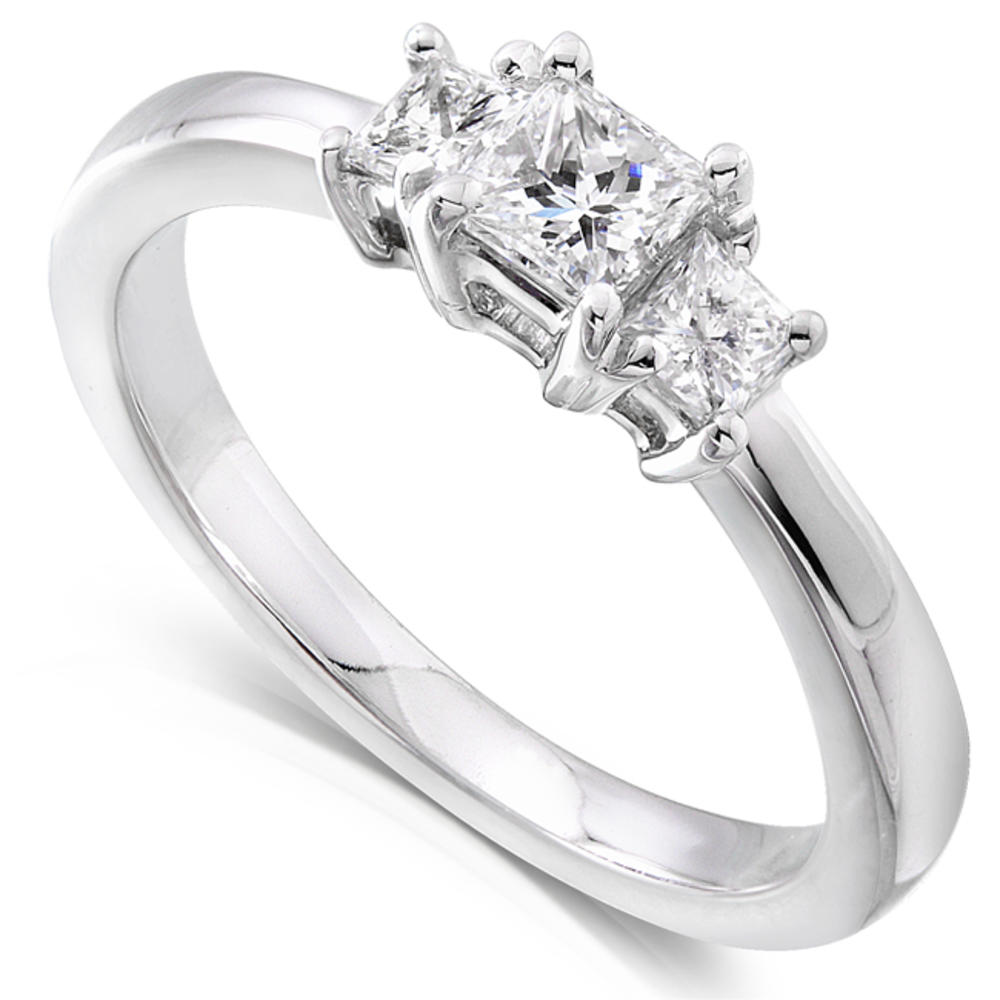 Princess Diamond Three-Stone Engagement Ring 1/2 carat (ct. tw) in 14K White Gold
