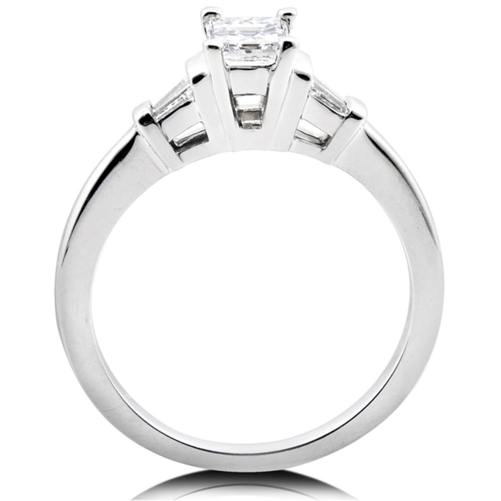 Three Stone Asscher & Baguette Diamond Engagement Ring 1/2 Carat (ct.tw) in 14K White Gold