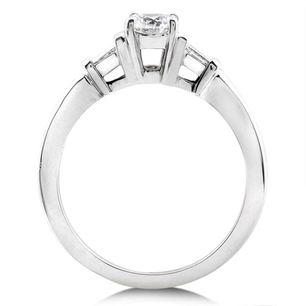 Three Stone Round & Baguette Diamond Engagement Ring 1/2 Carat (ct.tw) in 14K White Gold