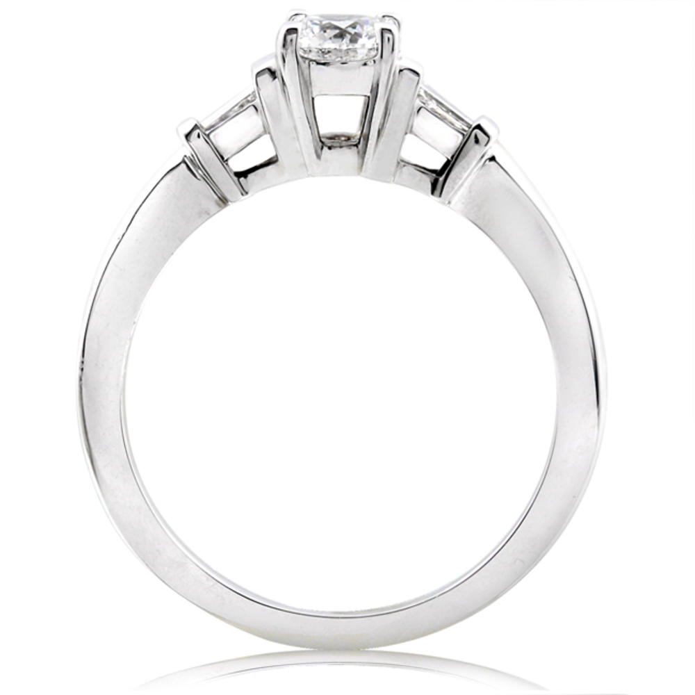 Three Stone Round & Baguette Diamond Engagement Ring 3/4 Carat (ct.tw) in 14K White Gold