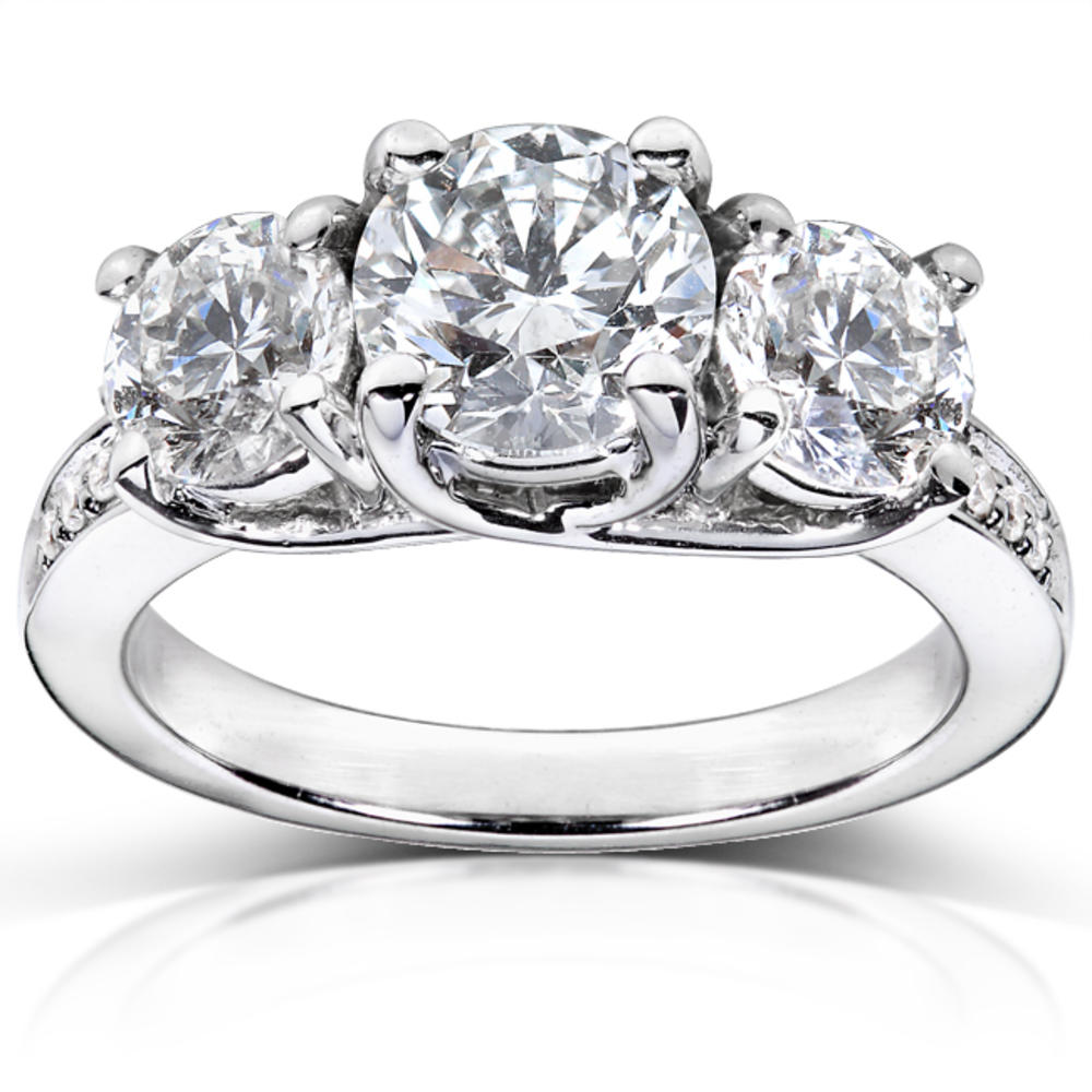 Diamond Three-Stone Engagement Ring 2 carat (ct.tw) in 14K White Gold