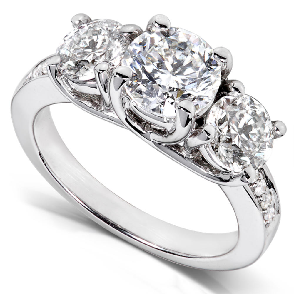 Diamond Three-Stone Engagement Ring 2 carat (ct.tw) in 14K White Gold