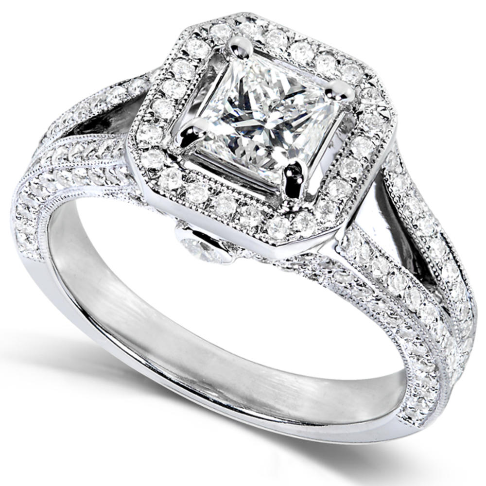 Princess Diamond Engagement Ring 1 1/3 Carats (ct.tw) in 14K White Gold