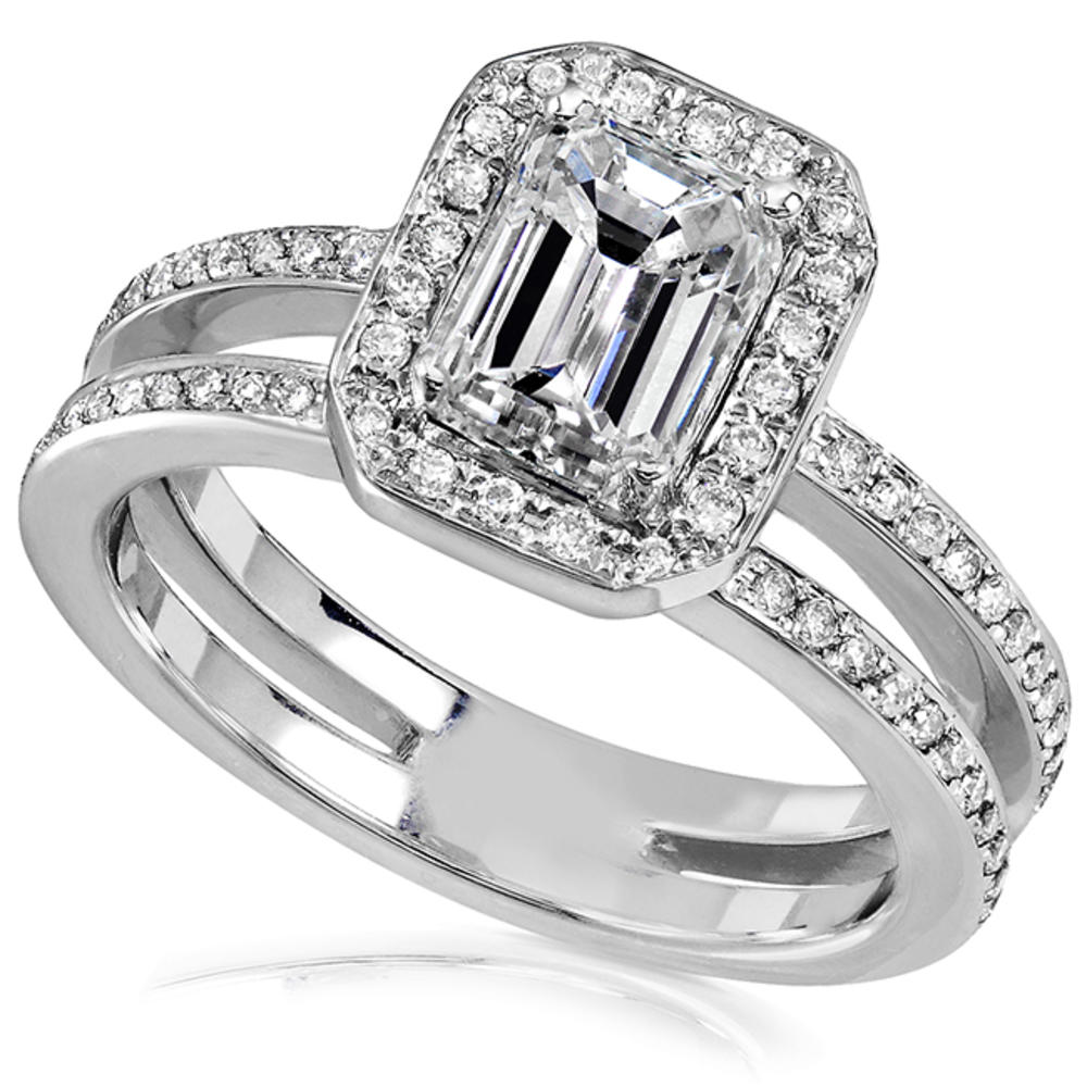 Emerald Cut Diamond Ring 1 1/3 Carat (ct.tw) in 14k White Gold