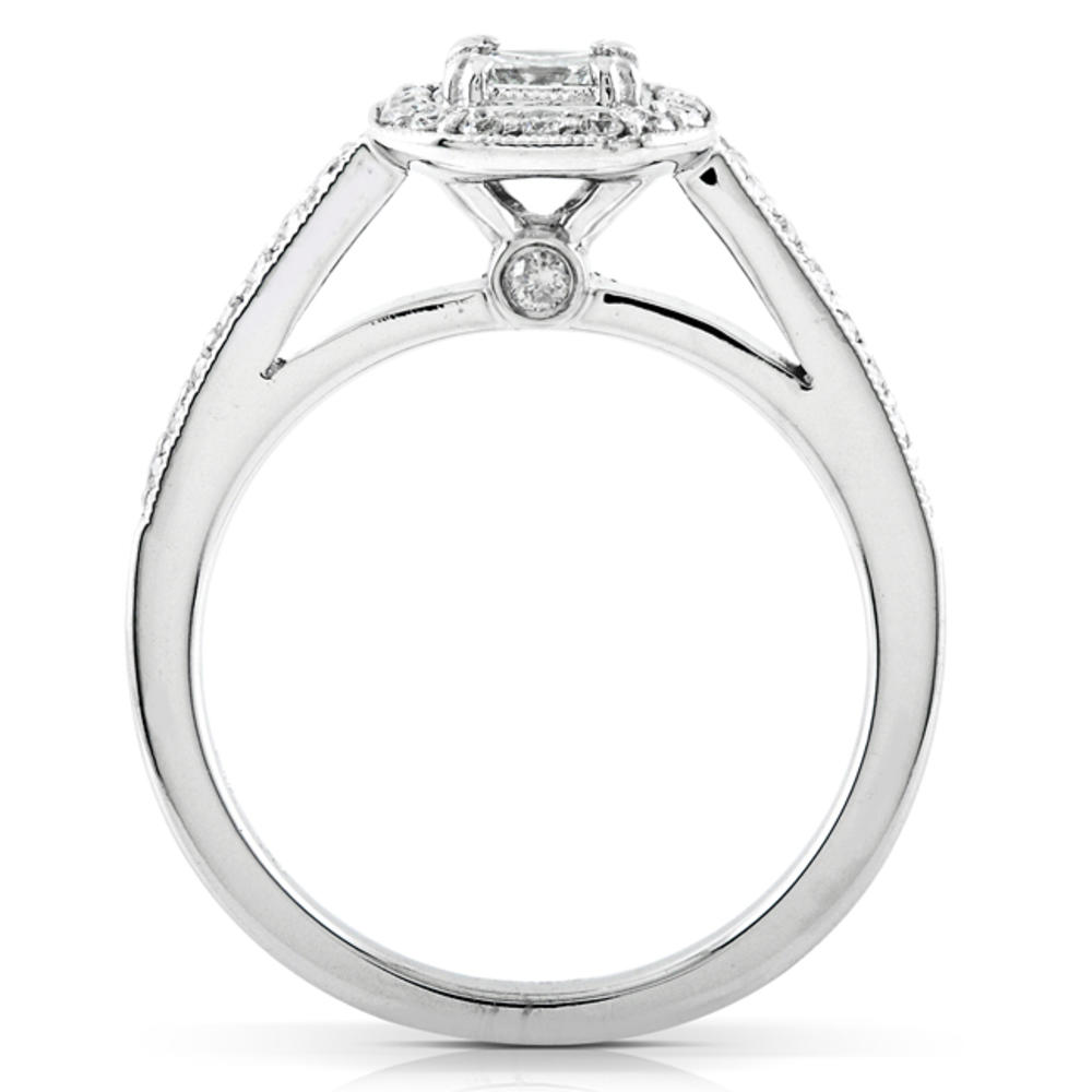 Asscher Cut Halo Diamond Engagement Ring in 1/2 Carat (ct.tw) 14K White Gold