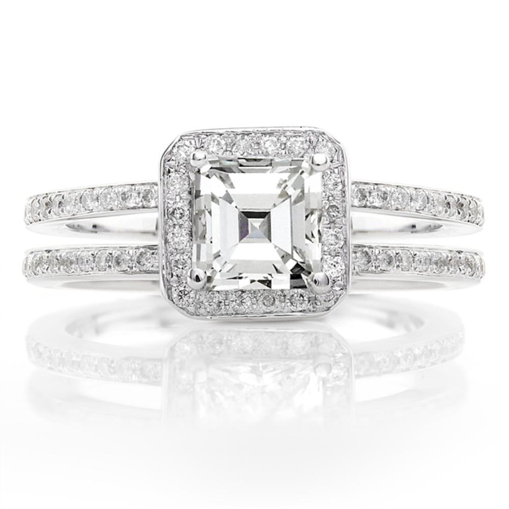 Asscher Cut Diamond Engagement Ring 1 1/3 Carat (ct.tw) in 14K White Gold