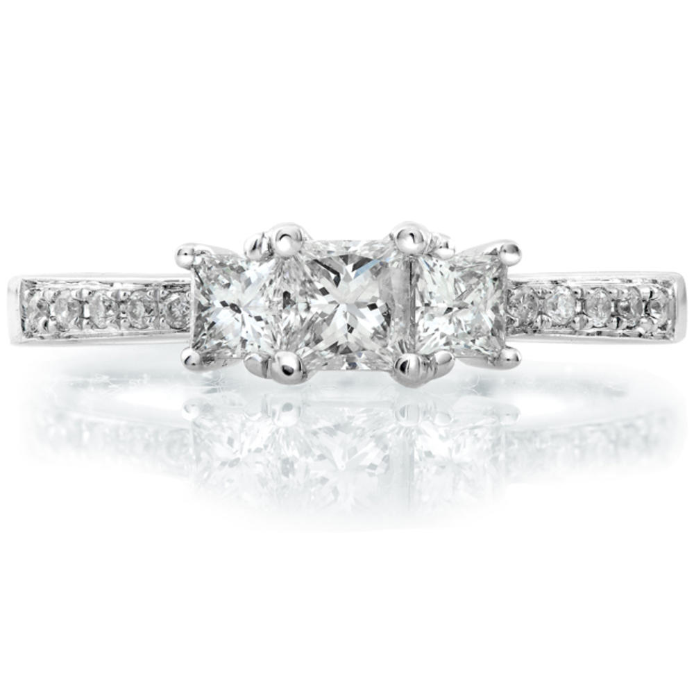 Princess Diamond Three-Stone Engagement Ring 1/2 carat (ct.tw) in 14k White Gold