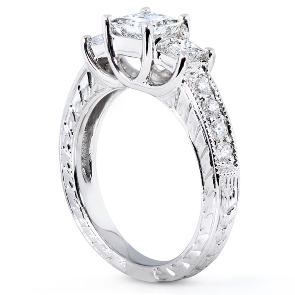 Princess Diamond Three-Stone Engagement Ring 1 1/3 carats (ct.tw) in 14K White Gold
