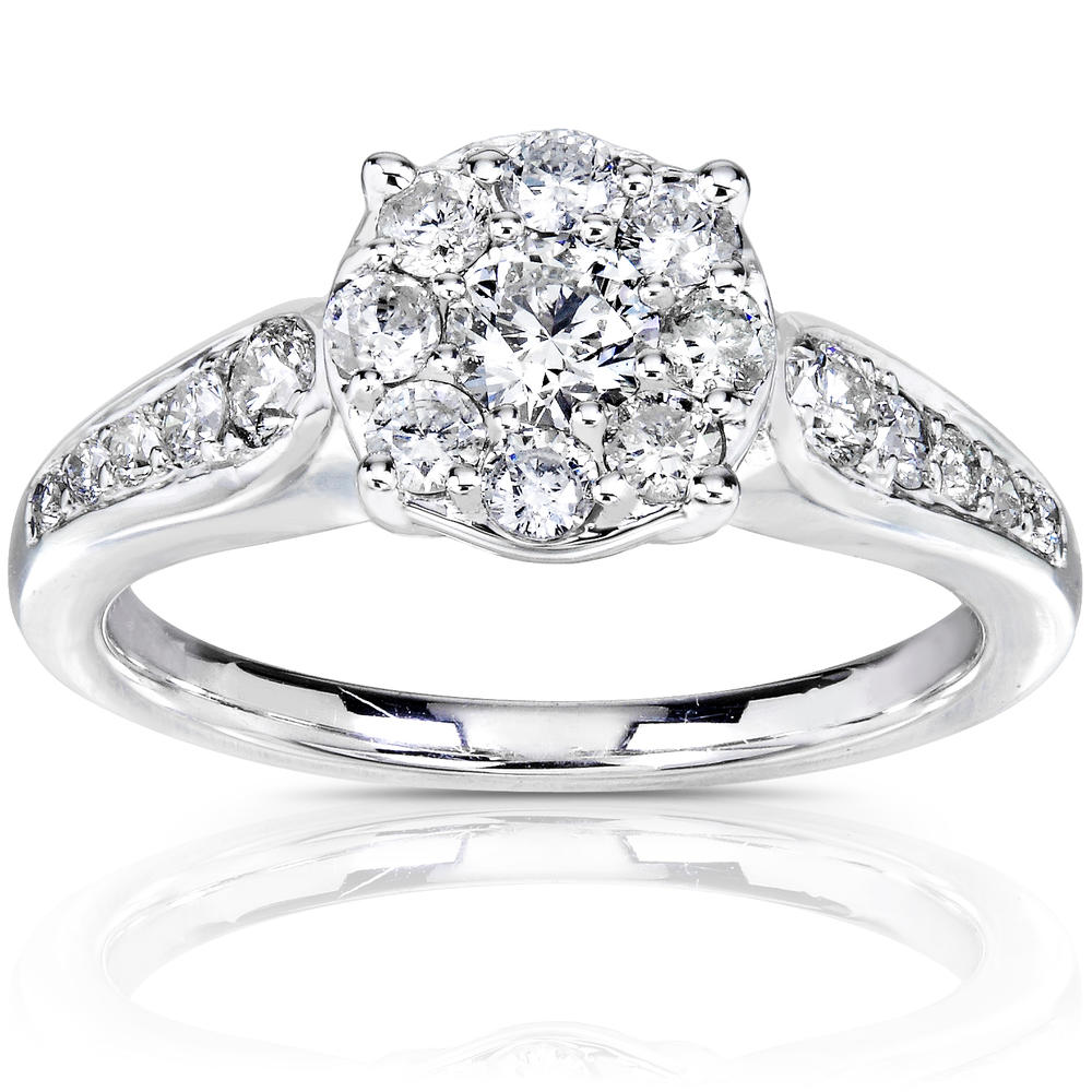 Cluster Halo Diamond Engagement Ring 3/4 carat (ct.tw) in 14K White Gold
