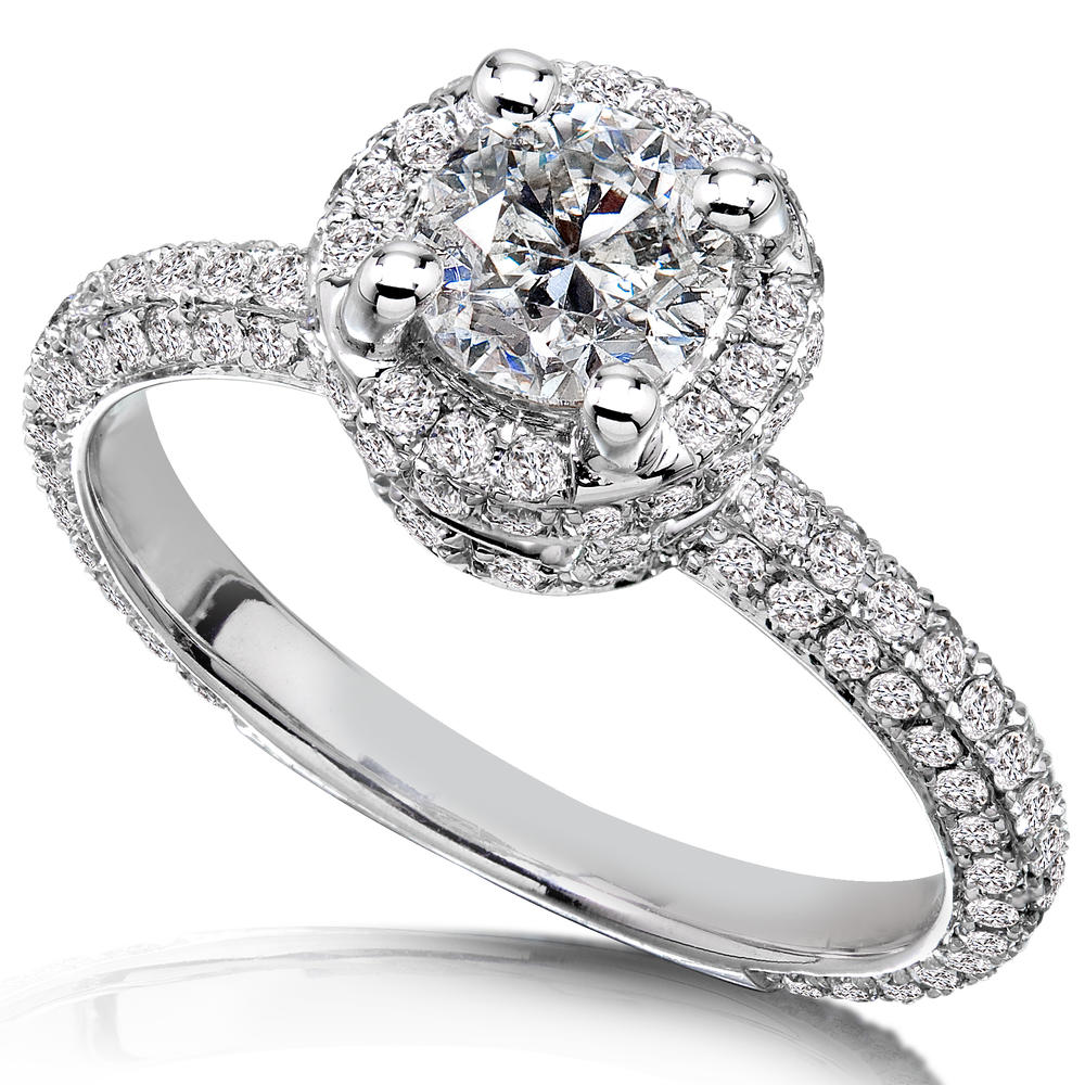 Halo Diamond Engagement Ring 1 1/2 Carat (ct.tw) in 14K White Gold