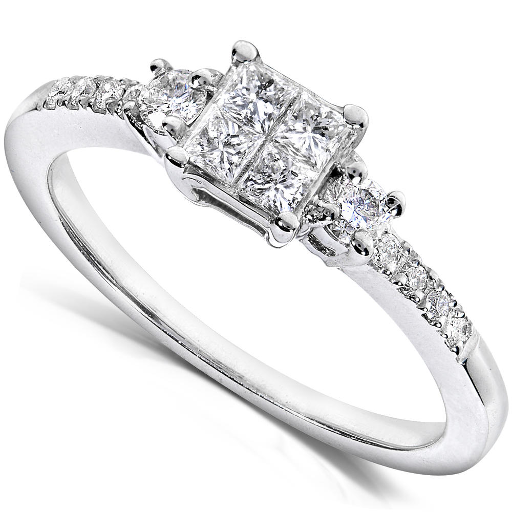 Diamond Three-Stone Engagement Ring 3/8 carat (ct.tw) in 14K White Gold