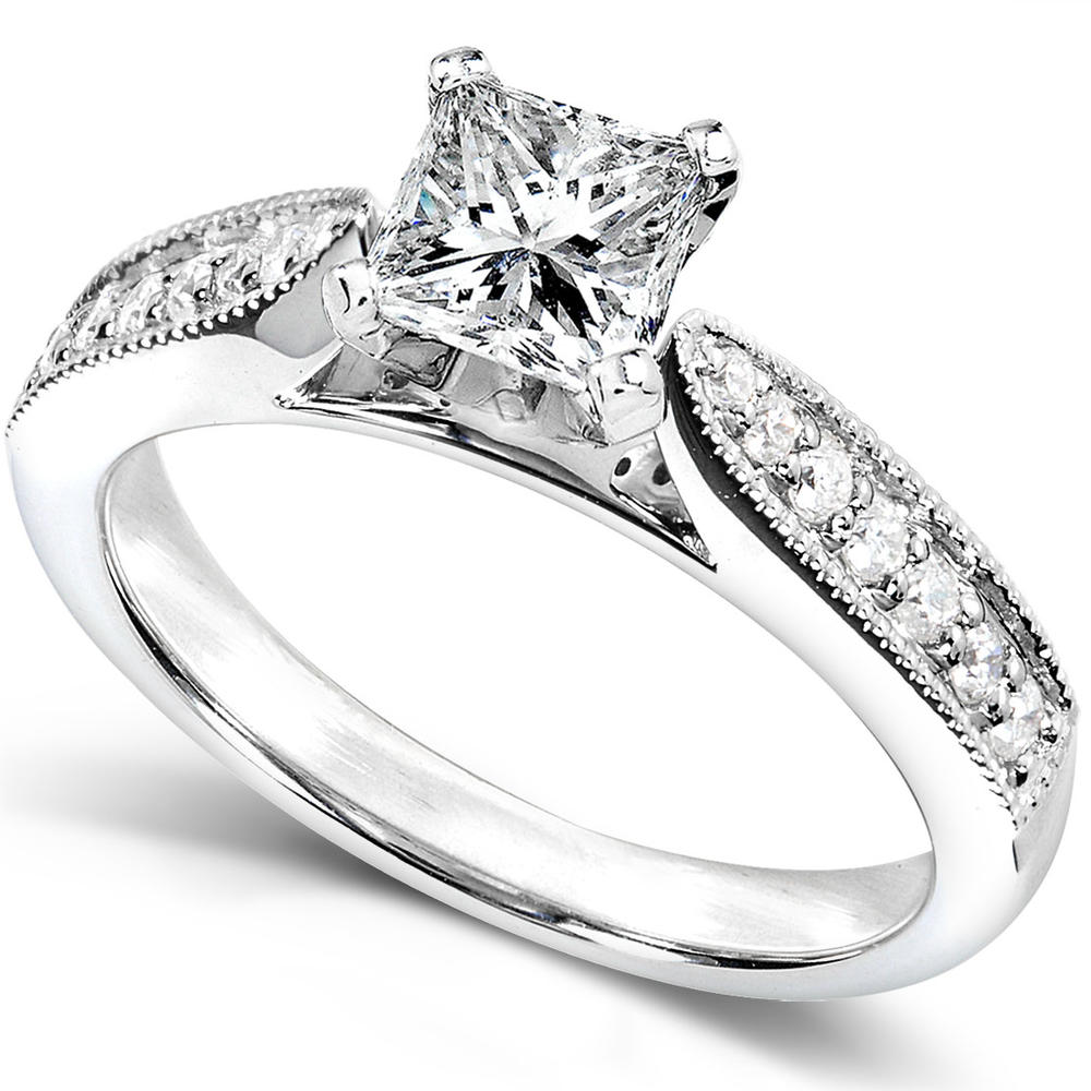 Princess Diamond Engagement Ring 7/8 carat (ct.tw) in 14k White Gold