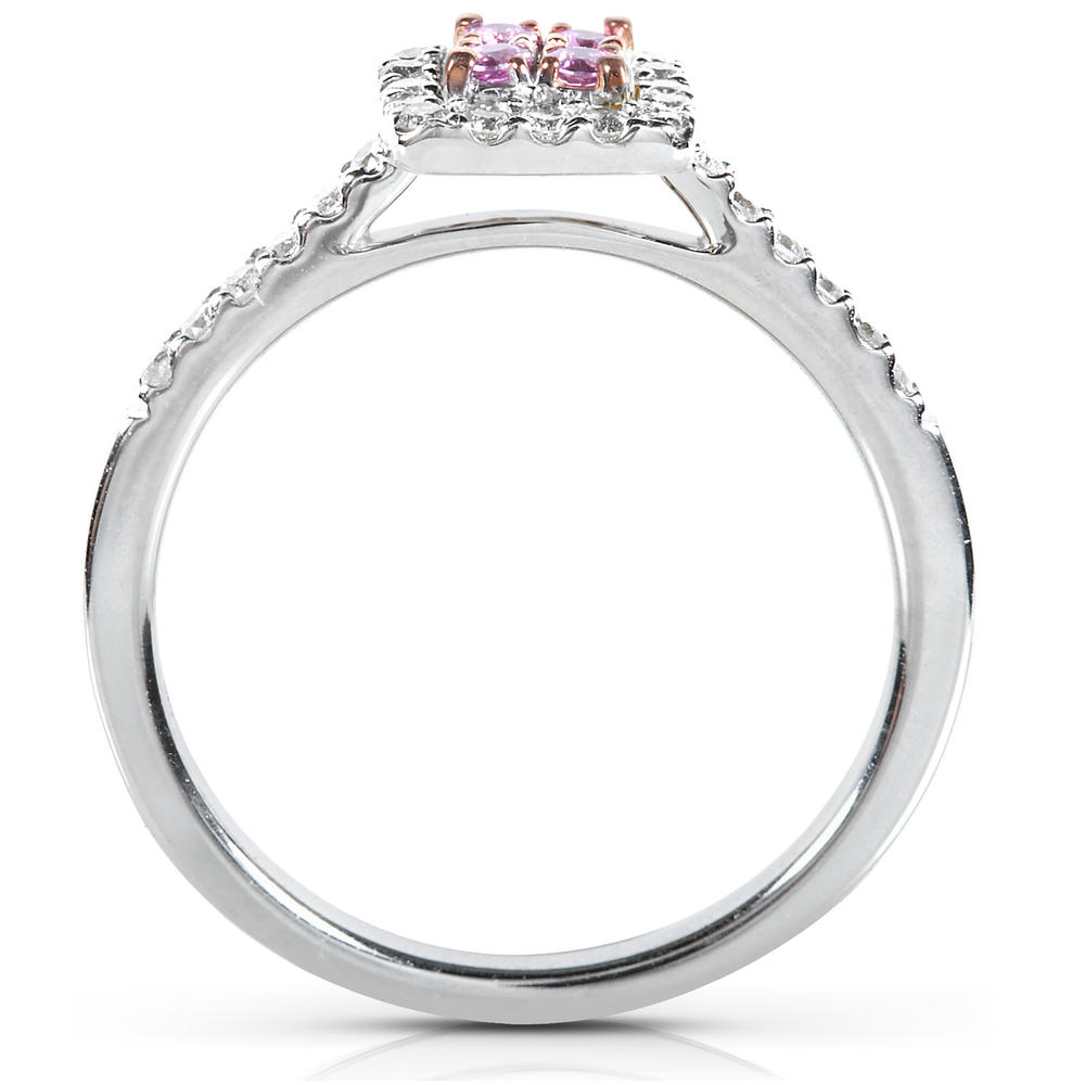 Round Brilliant Pink Sapphire and White Diamond Engagement Ring 1/3 carat (ct.tw) in 14k White Gold