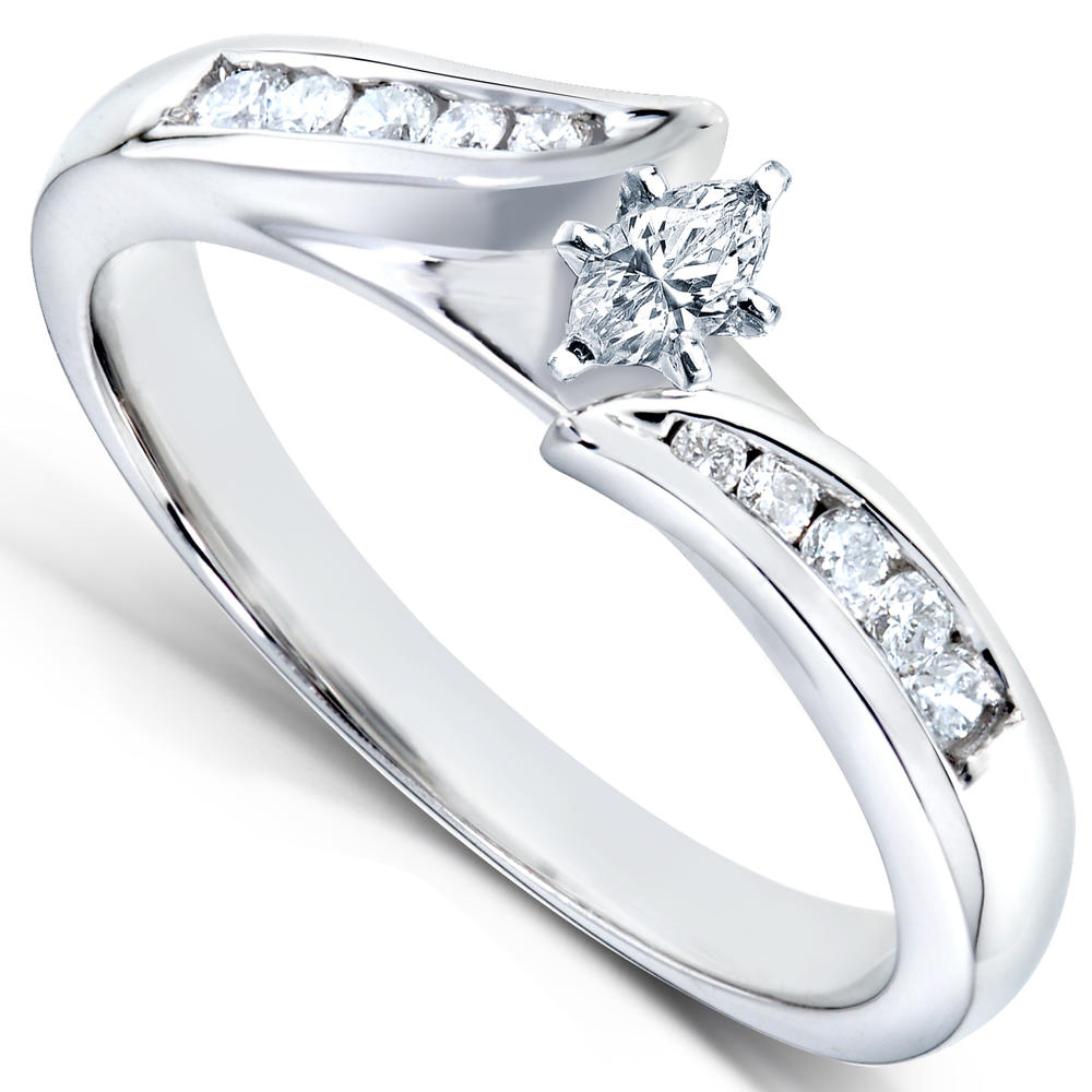 Marquise Diamond Engagement Ring 1/4 Carat (ct.tw) in 14k White Gold