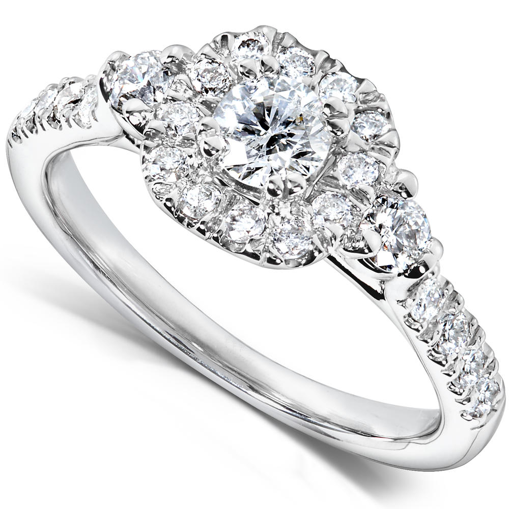 Diamond Three-Stone Engagement Ring 3/4 carat (ct.tw) in 14K White Gold