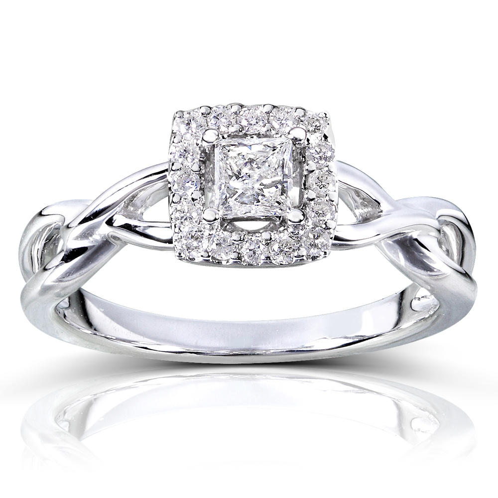 Princess Cut Diamond Engagement Ring 1/3 Carat (ct.tw) in 14k White Gold