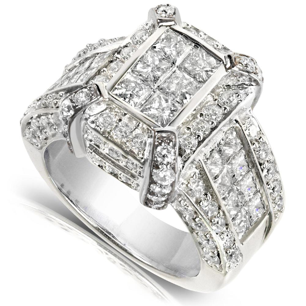 Princess Cut Diamond Engagement Ring 3 Carat (ctw) in 14k Gold