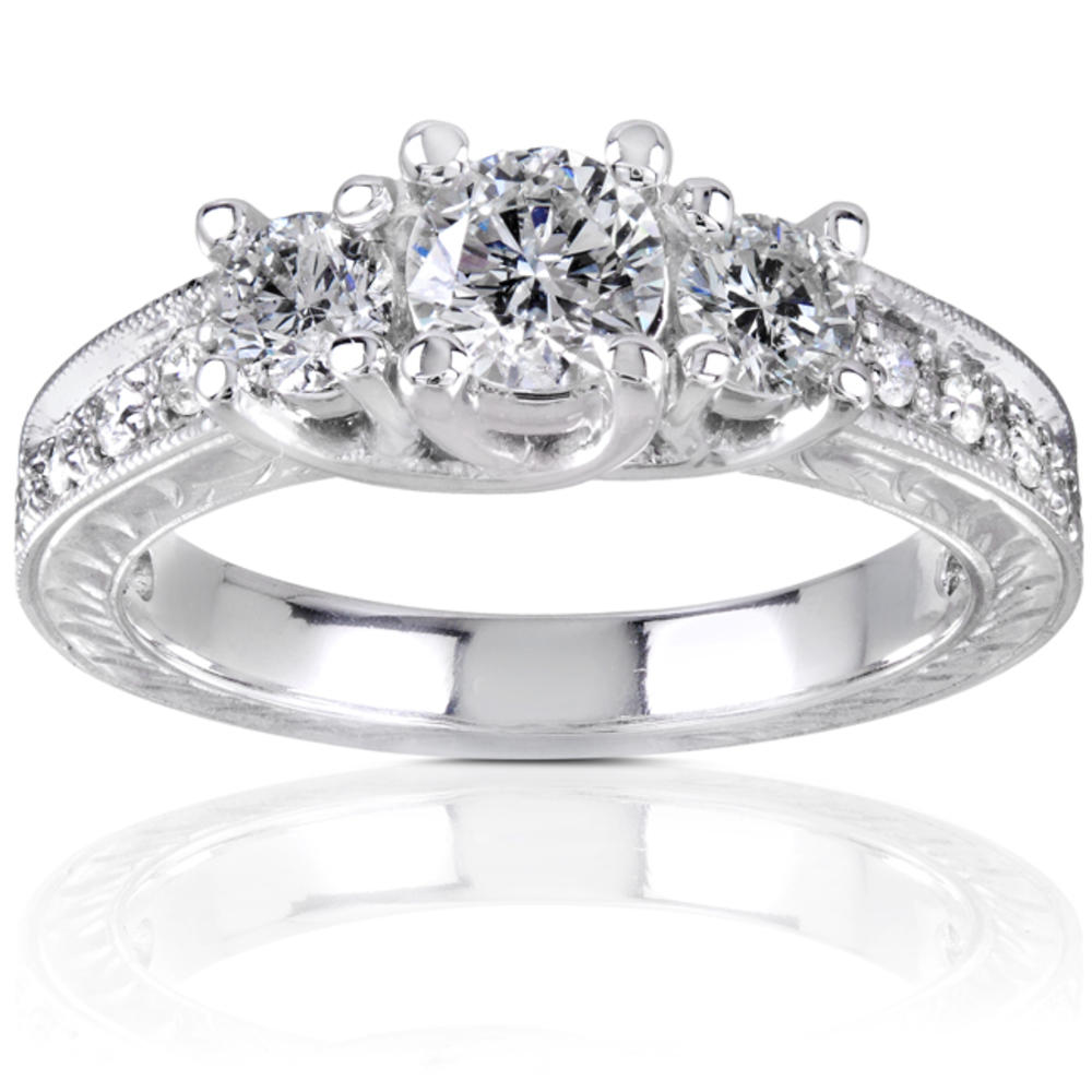 Diamond Three-Stone Engagement Ring 7/8 carat (ct.tw) in 14K White Gold