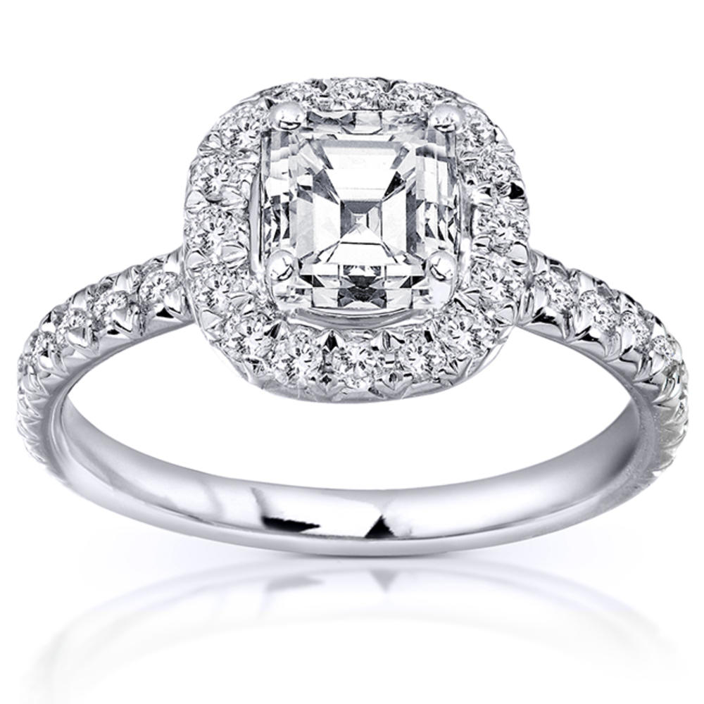 Asscher Cut Diamond Engagement Ring 1 2/5 Carat (ct.tw) in 14K White Gold