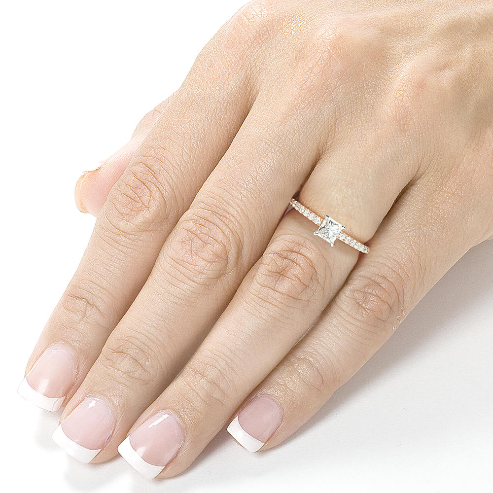 Princess Diamond Engagement Ring 1/2 carat (ct.tw) in 14k Rose Gold
