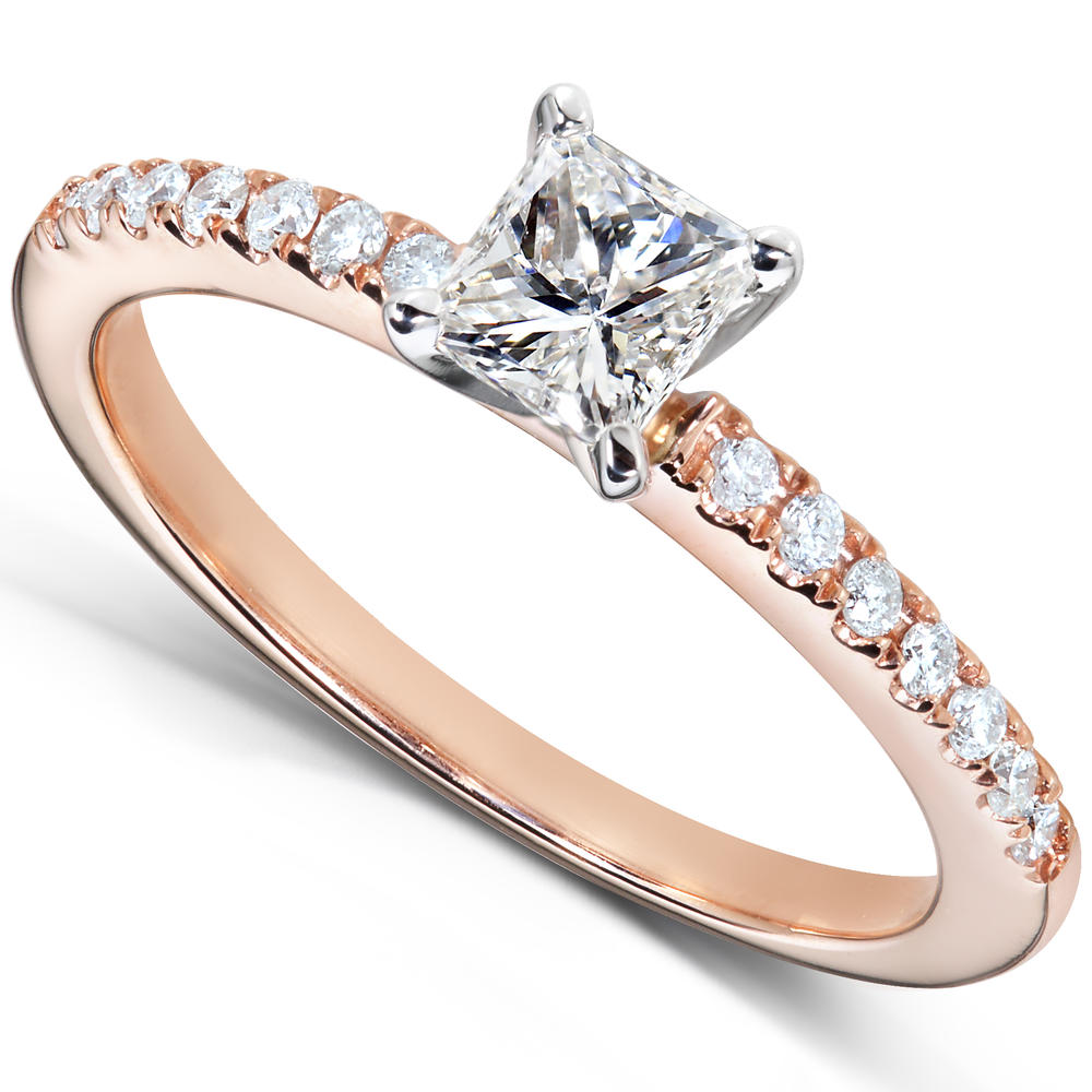 Princess Diamond Engagement Ring 1/2 carat (ct.tw) in 14k Rose Gold