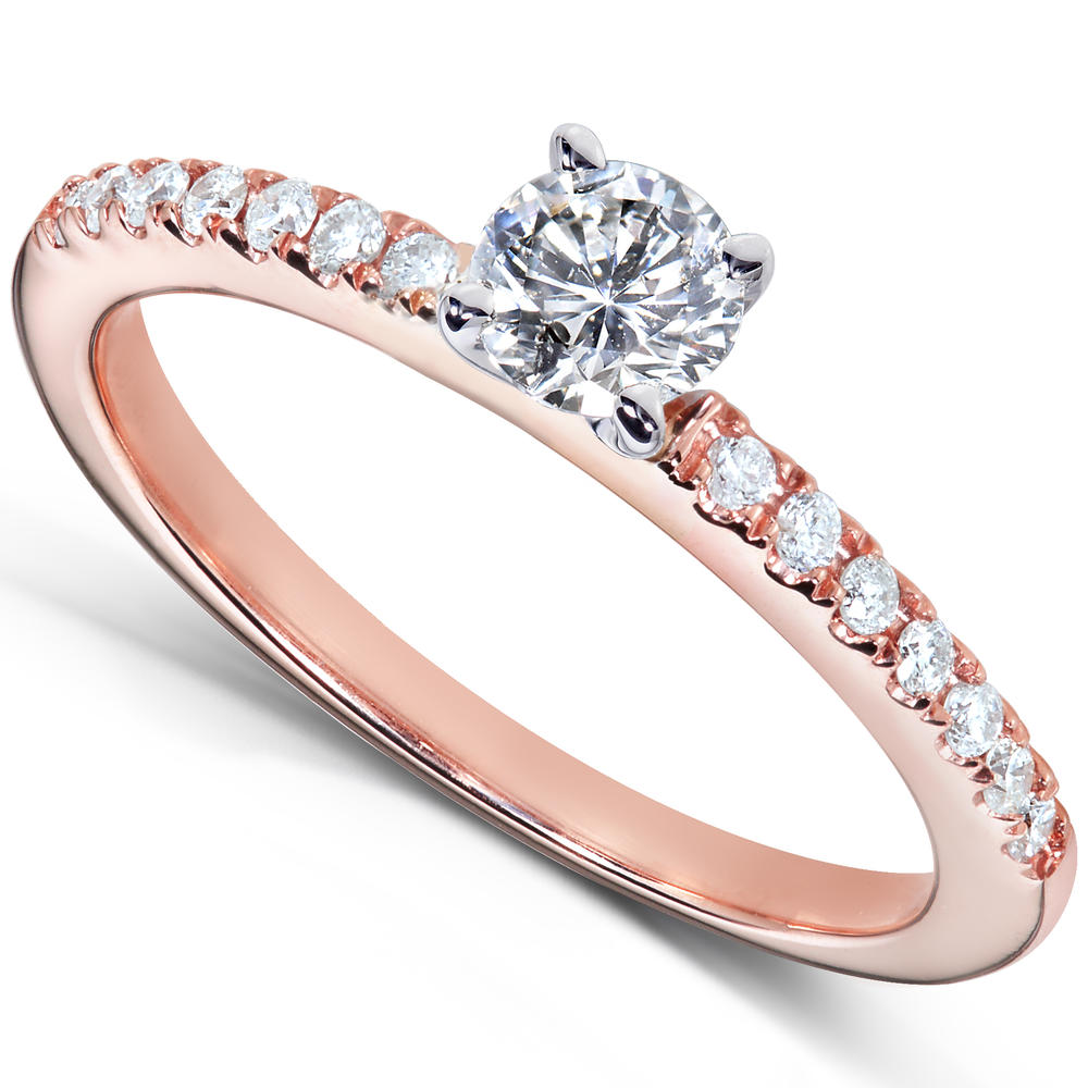 Round Brilliant Diamond Engagement Ring 1/2 Carat (ct.tw) in 14k Rose Gold