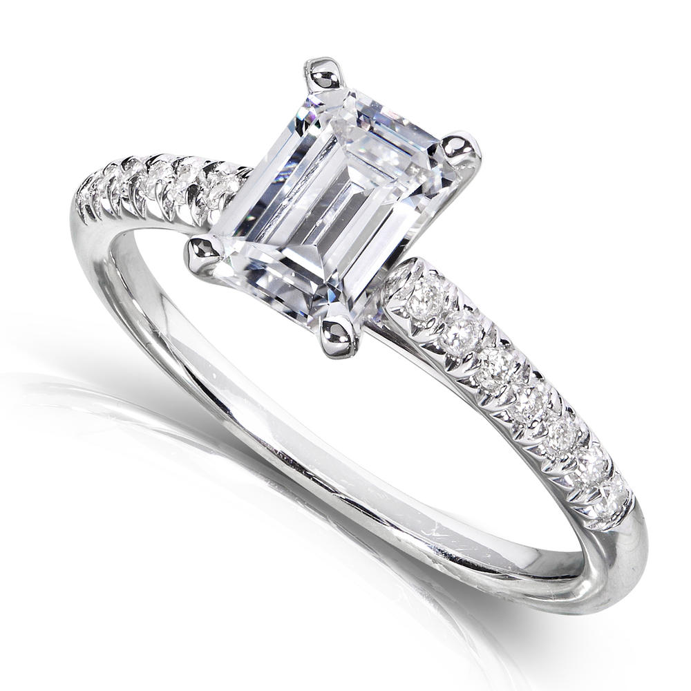 Emerald Cut Diamond Engagement Ring 1 1/6 Carat (ct.tw) in 14k White Gold