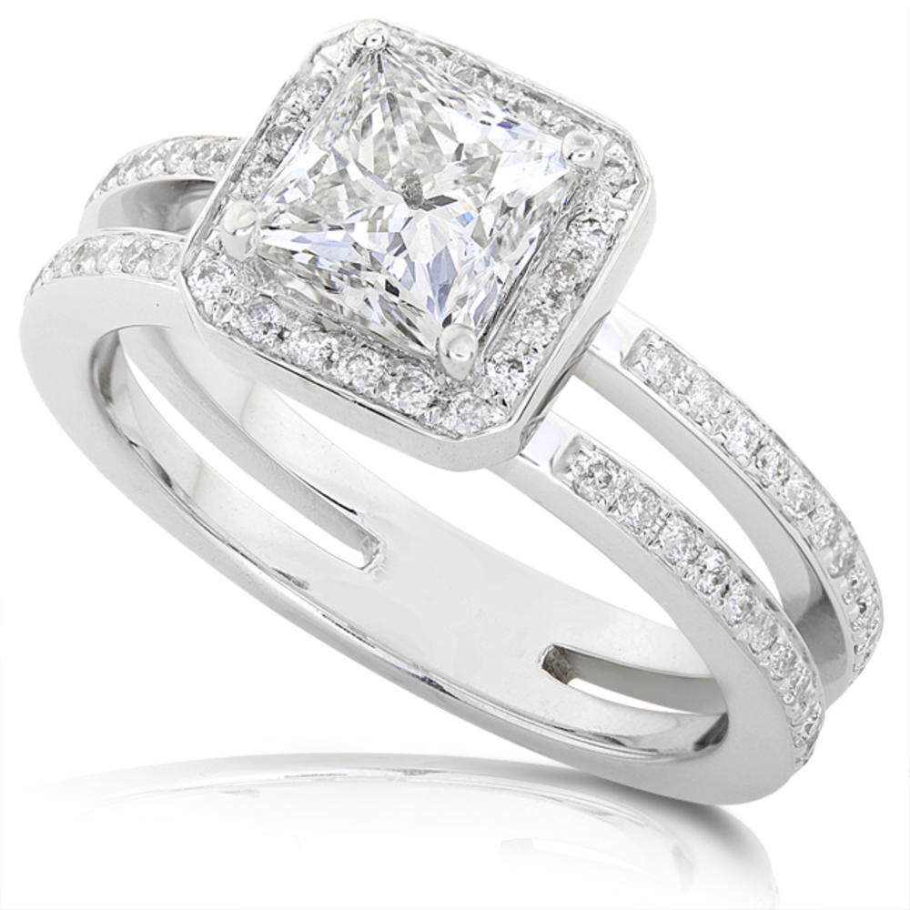 Princess Cut Diamond Engagement Ring 1 1/3 Carat (ct.tw) in 14k White Gold