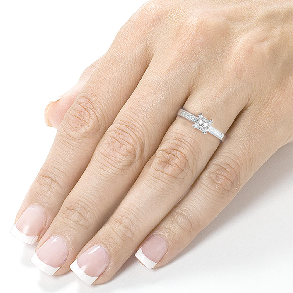 Asscher Diamond Engagement Ring 3/5 Carat (ct.tw) in 14K White Gold