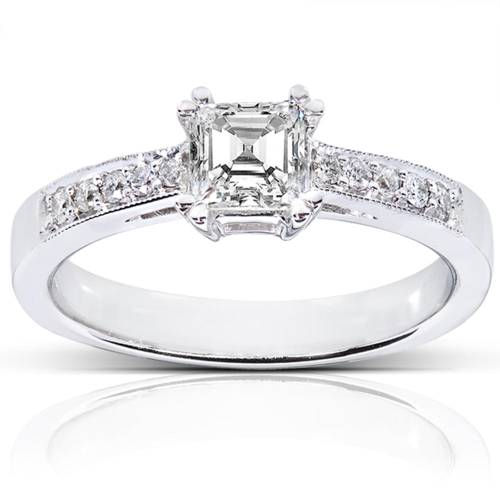 Asscher Diamond Engagement Ring 3/5 Carat (ct.tw) in 14K White Gold