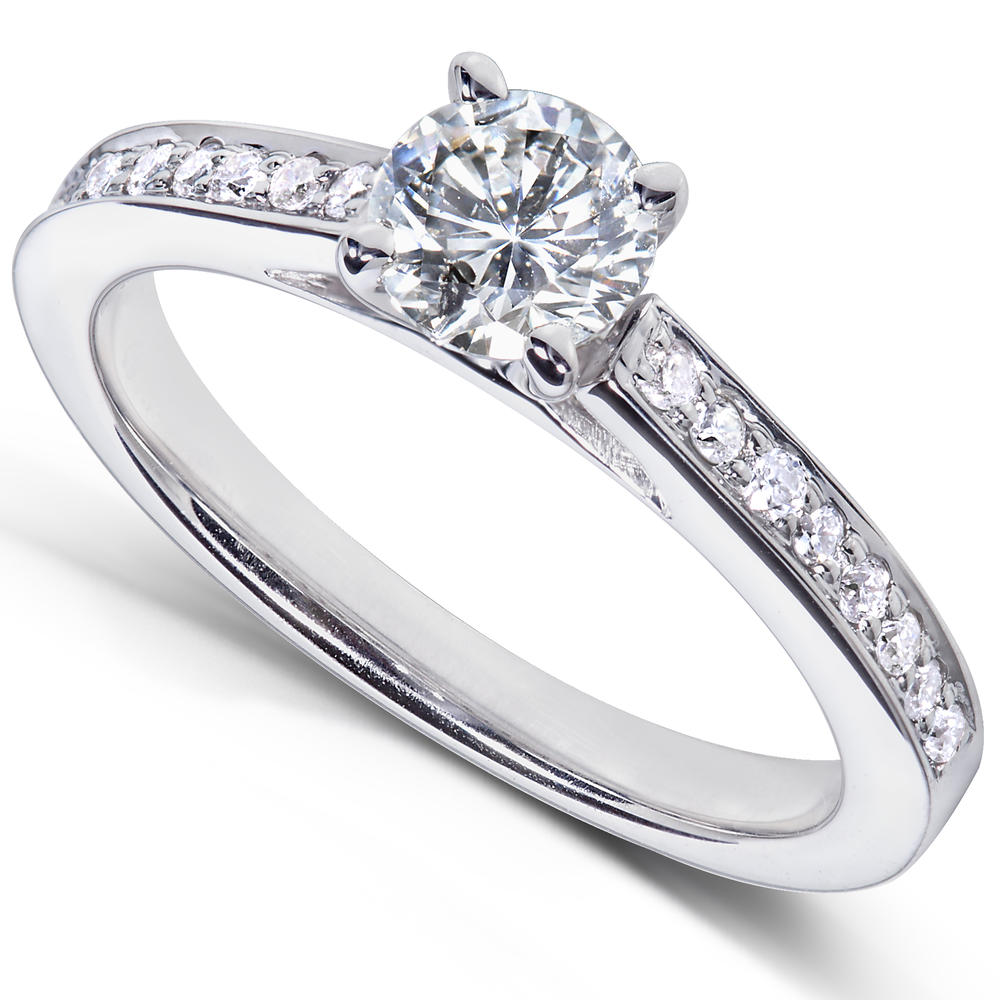 Round-Brilliant Diamond Engagement Ring 5/8 carat (ct.tw) in 14k White Gold