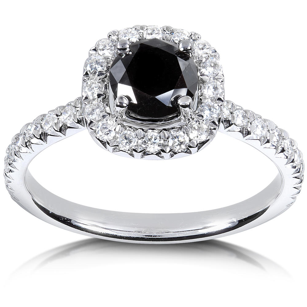 Black and White Diamond Engagement Ring 1 1/6 carat (ct.tw) in 14k White Gold