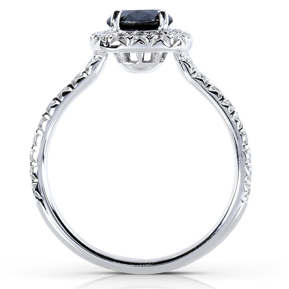 Black and White Diamond Engagement Ring 1 1/6 carat (ct.tw) in 14k White Gold