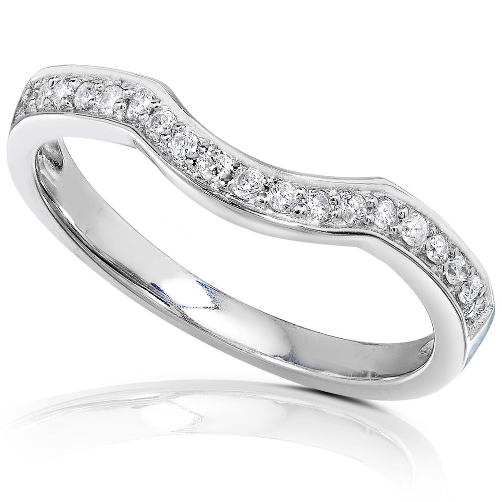 Round Diamond Curved Wedding Band 1/6 carat (ct.tw) in 14K White Gold