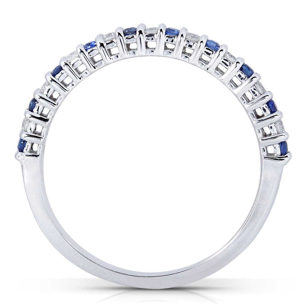 Diamond and Blue Sapphire Band 1/4 carat (ct.tw) in 14k White Gold