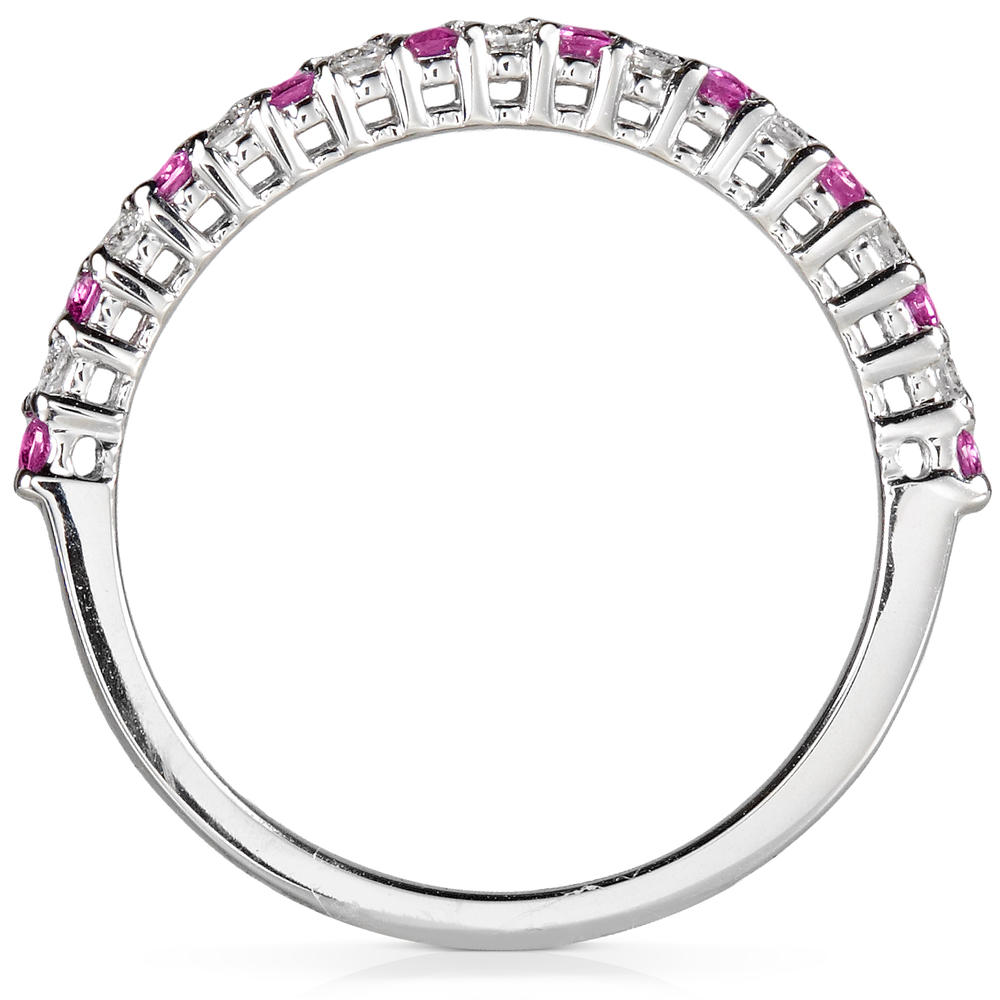 Diamond and Pink Sapphire Band 1/4 carat (ct.tw) in 14kt White Gold